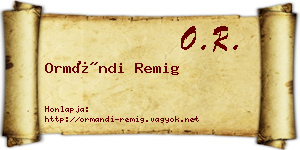 Ormándi Remig névjegykártya